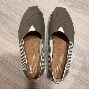 Toms University Ash Grey Striped Espadrilles